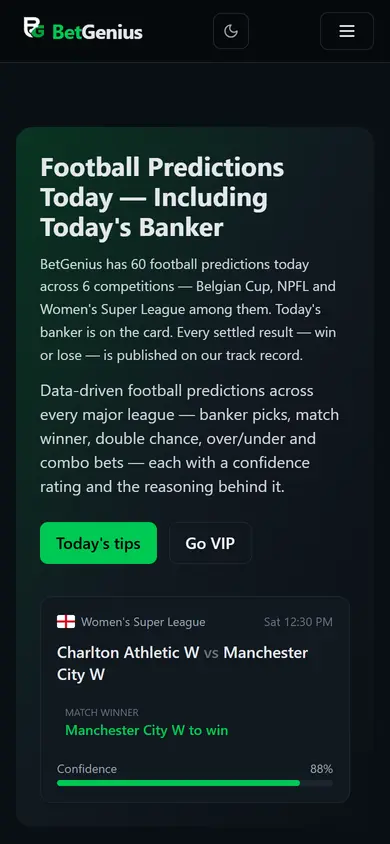 BetGenius predictions on a mobile phone