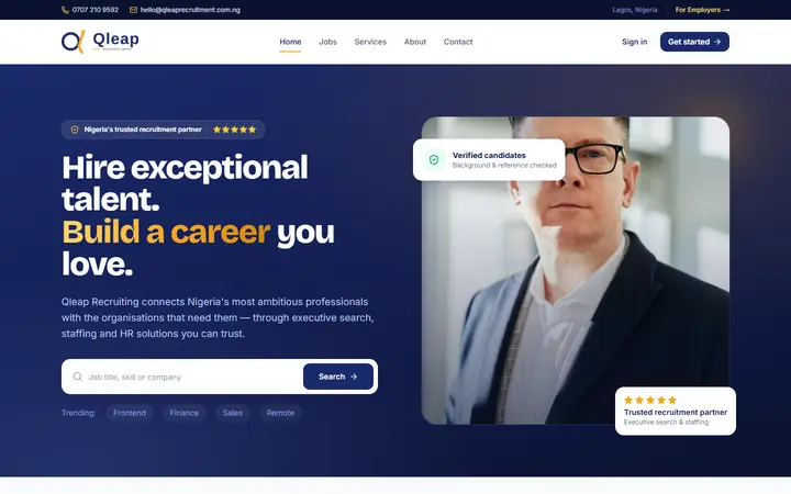 Qleap Recruiting homepage